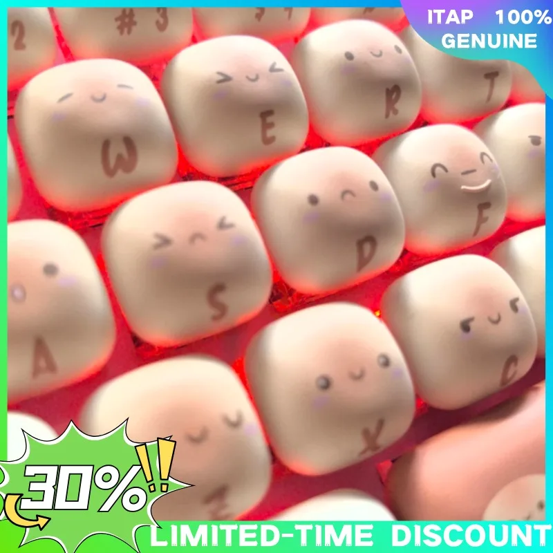 

Cute Bread Keyboard Keycap 138 Keys MOG PBT Thermal Sublimation Round Mantou Keycaps for DIY Mechanical Keyboard Ergonomic Gifts