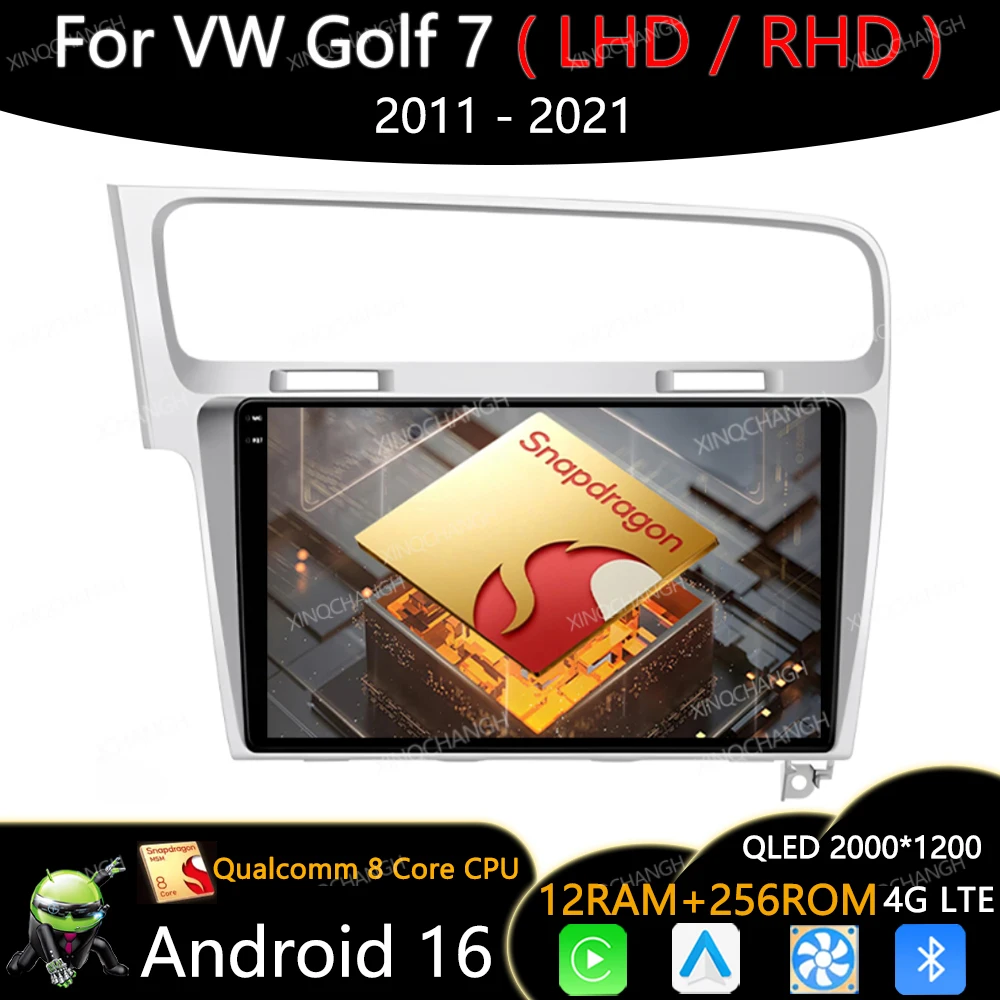 Android 16 Car Radio Multimedia Player For FIAT 500 2007 - 2015 Qualcomm Navigationv Wireless CarPlay Auto GPS 4G QLED WIFI DSP