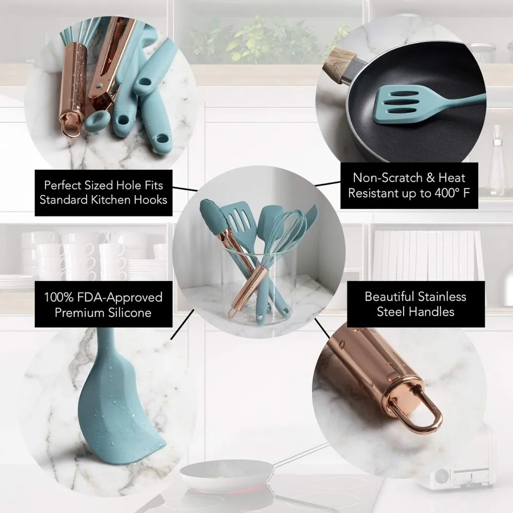 5 Pcs, Mini Silicone Cookware Set, Non-Stick Silicone Cake Spatula, Food Clip, Stirring Oil Brush, Baby Food Supplement Kitchen