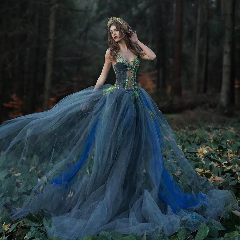 Vestido de tul con cuentas de cristales verdes, traje de noche gris, elegante, en capas, para sesión de fotos, exuberante