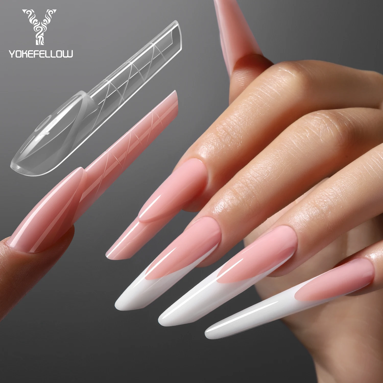 YOKEFELLOW ImMaster 3D Reverse French Dual Form 150pcs Magic Caps Zone French Almond Nail Dual Form for Builder Nai Gel IM113