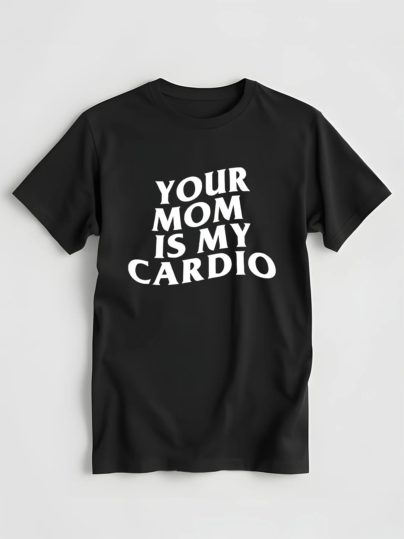 Camiseta divertida de tu mamá es mi cardio para hombre, camiseta con cubierta de bomba de gimnasio, camisetas gráficas informales de algodón de manga corta, ropa estampada para hombre