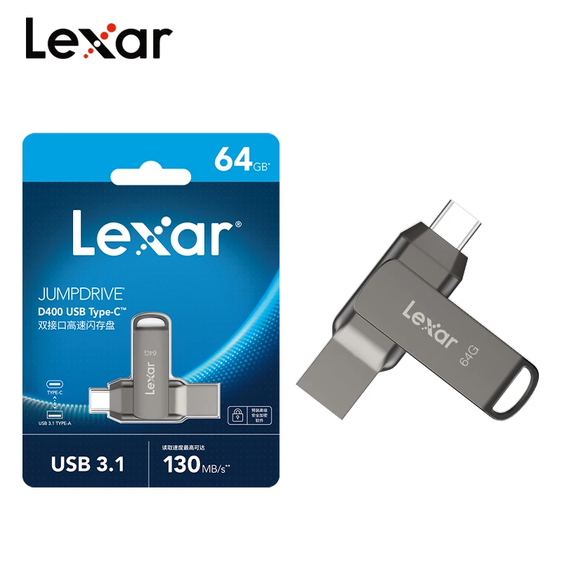 Lexar Dual Drive D400 USB 3,2 Gen 1 unidad flash tipo C/A unidades flash de interfaz dual OTG 32G 64G 128G 256G para teléfono/PC