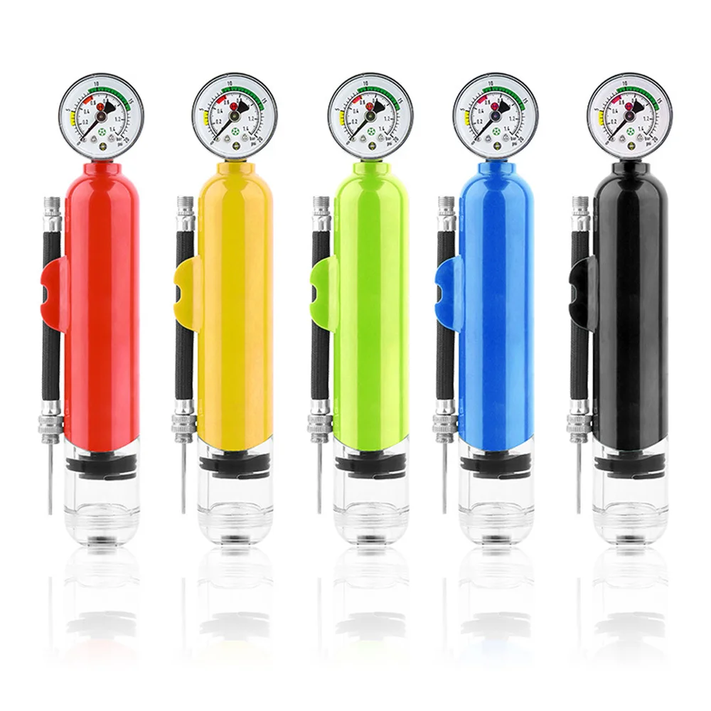 مضخة كرة هوائية محمولة مع مقياس ضغط مع خرطوم قابل للفصل لمضخة رياضية محمولة لكرة القدم وكرة السلة وكرة القدم