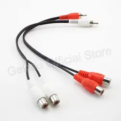 Y Splitter Audio Cable, RCA macho para 2 fêmea Plug, RCA conector adaptadores, cabo de fio