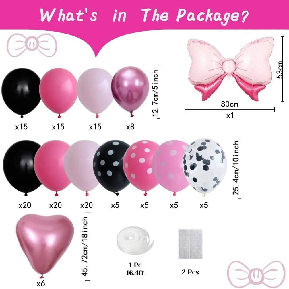 143 Pcs Princess Balloon Sets with Bows Suitable for Birthdays Anniversaries Graduation Ceremonies Indoor Outdoor Decorations