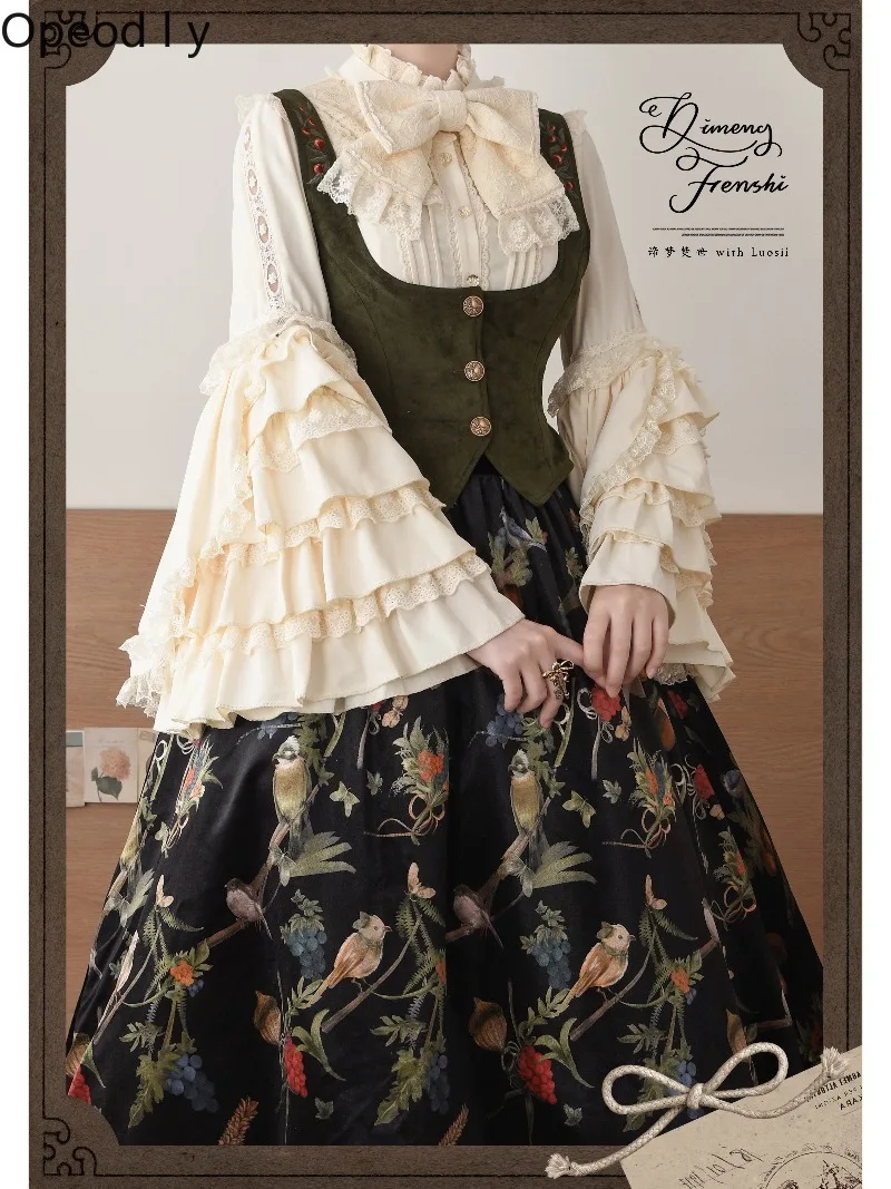 

Gorgeous Retro Original Lolita Dress Stand-up Collar Ji Sleeve Shirt Japanese Girl Sweet and Cute Slim-fitting Top