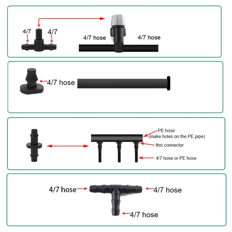 5m Automatic Garden Watering System 4/7mm Tube Gardening Fog Nozzles Drip Irrigation Misting Cooling Water Hose Connector Spray