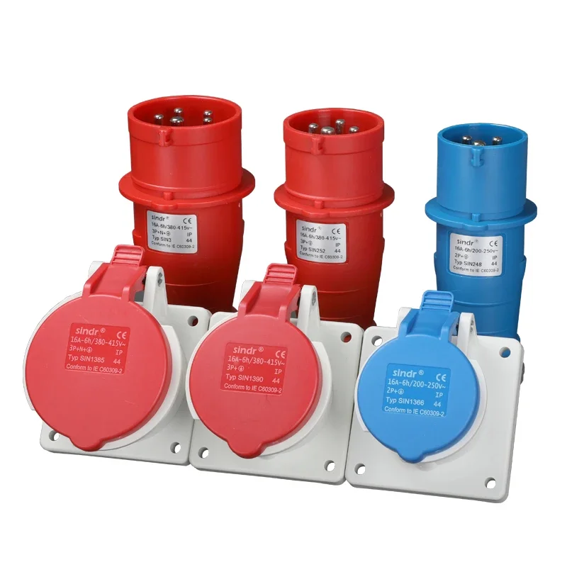 Industrial waterproof aviation plug, three hole single-phase concealed straight socket, industrial power fast power plug head