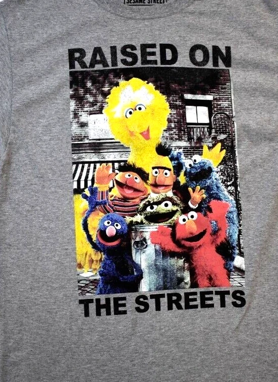 Men's Fun Grey Sesame Street Street Growth T-shirt Printed Shirt Fan Commemorative Gift Men's Daily Wear Street Fashion T-shirt