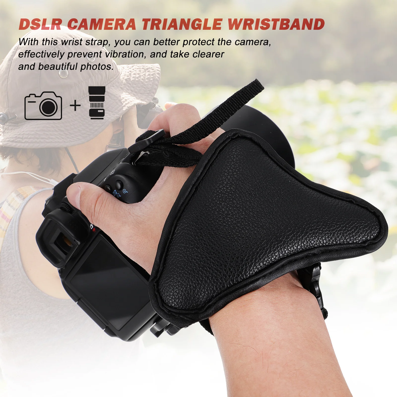 

2pcs Camera Wrist Straps Adjustable Pu Anti-Slip Hand Grip For Digital Cameras Tripod Mount Compatible Protective