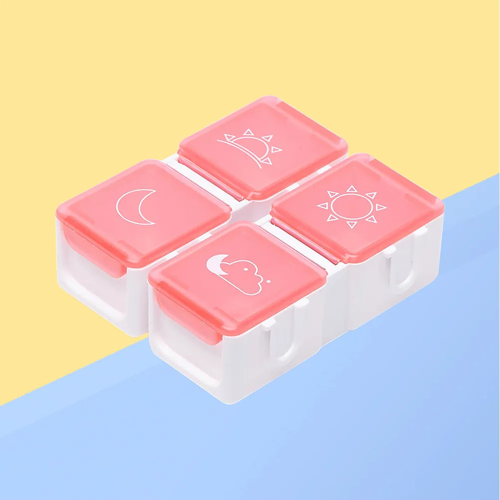 1Pcs Mini 4 Slots Pill Container Durable Break-Resistant PP Organizer for Outdoor Use Sky-Blue Organizer Case Containers