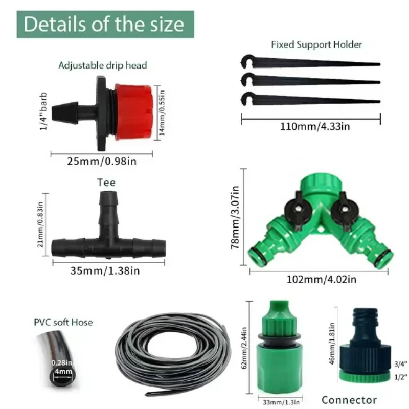 Garden Drip Irrigation Kit Automatic Irrigation System Bonsai Plants Flowers Vegetables Adjustable Drip Spray Irrigation Kit