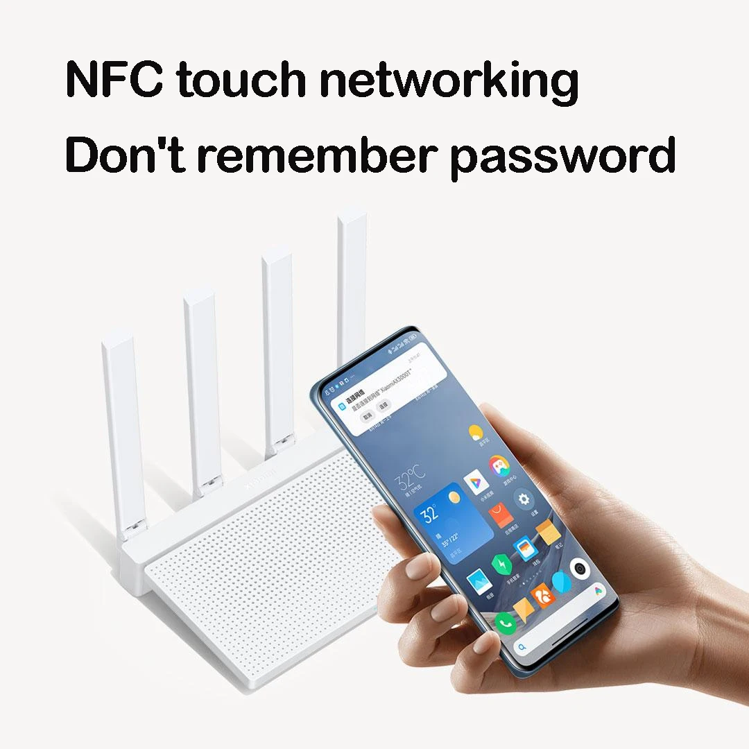 Xiaomi Router AX3000T WiFi6 Mesh Dual WAN 2.4/5GHz Signal Network 3000Mbs Qualcomm CPU Repeater Amplifier NFC touch Miwifi ROM