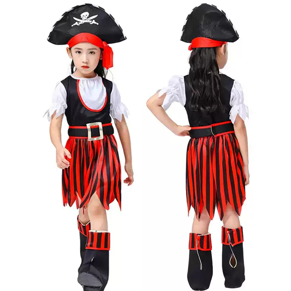 Girl Pirate Cosplay Costumes Masquerade Performance Suit Include Hat Boot covers Caribbean Pirate Captain Sailor Costumes