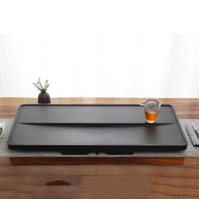 Tableware Black Tea Tray Living Room Rectangle Long Kitchen Chinese Valet Stone Pot Tea Tray Luxury Bandejas Home Decorationgs