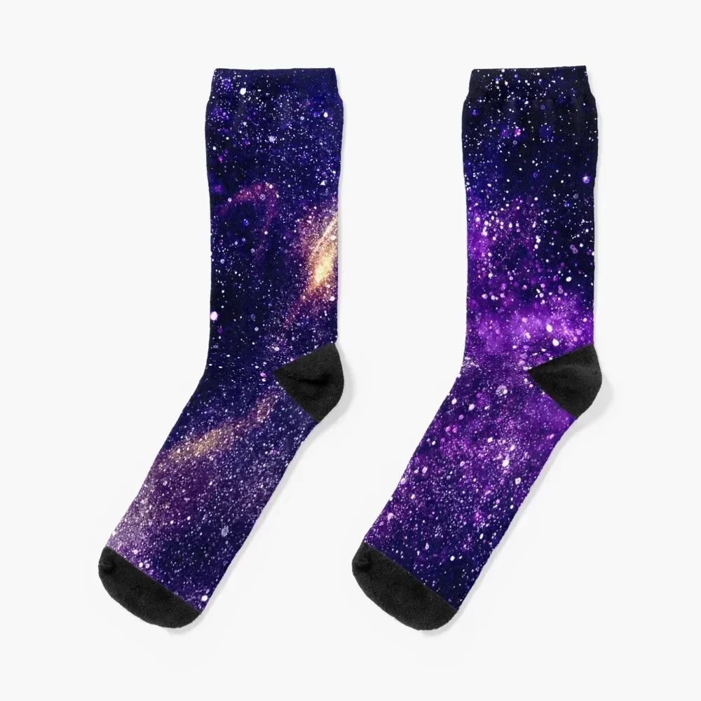 Ultra violet purple abstract galaxy Socks Stockings compression heated sport new year Men Socks Women's
