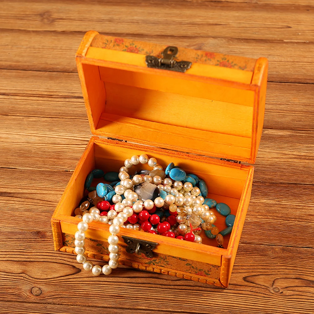 

Vintage Wooden Jewelry Box Organizer Storage Case Earrings Ring Holder Chest Lock Durable Portable Gift Women Girls Birthday