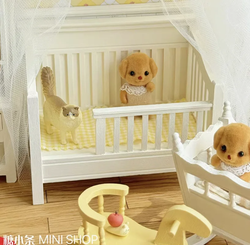 Puppenhaus Miniatur Krippe Nachttisch Zubehör Weiß Vintage Verschiedenes Container Bjd Puppe Lagerung Rack Diy Möbel Modell