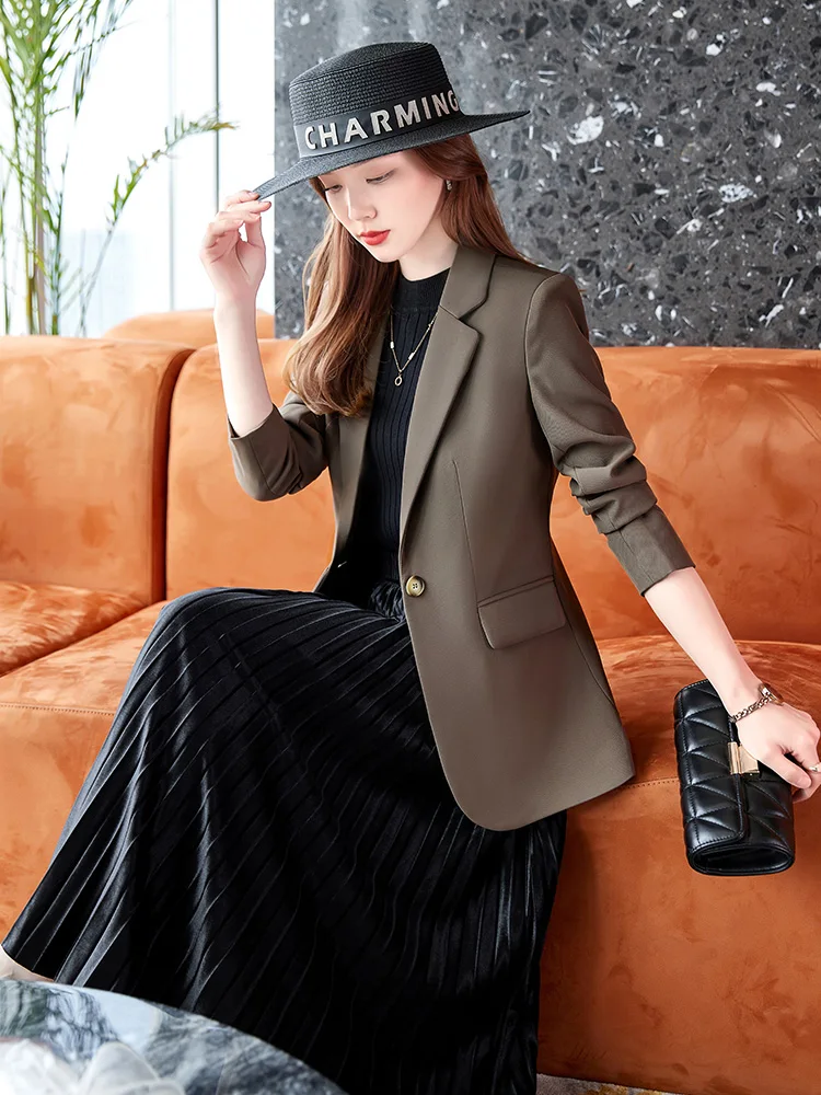 

Модный повседневный женский костюм-пиджак в корейском стиле, весна-осень, маленький размер, верхняя одежда в западном стиле, высокое качество, элегантный