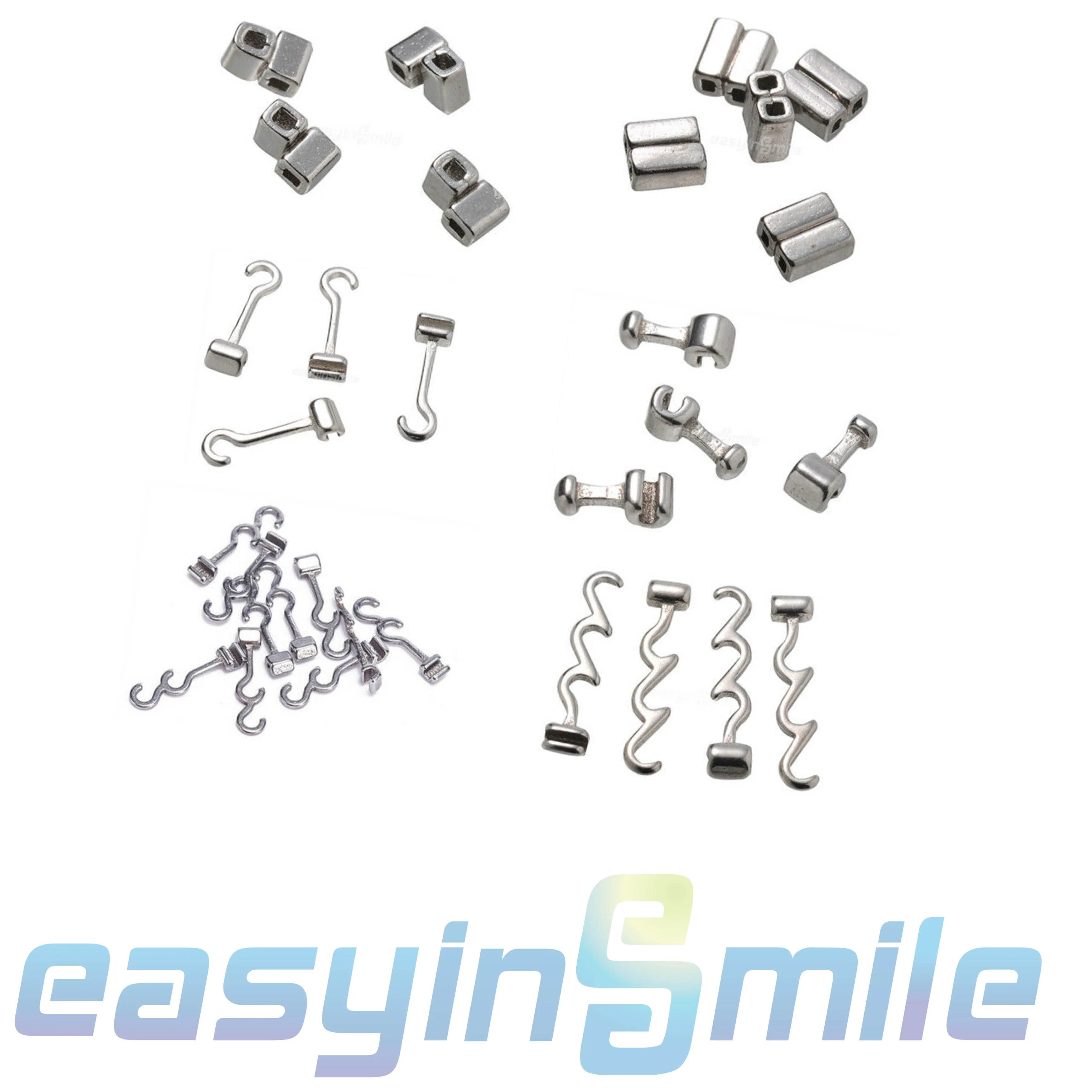 EASYINSMILE-Crochet à sertir orthodontique dentaire, 10 pièces/paquet, coulissant droite/gauche/tubes croisés/incurvés pour support