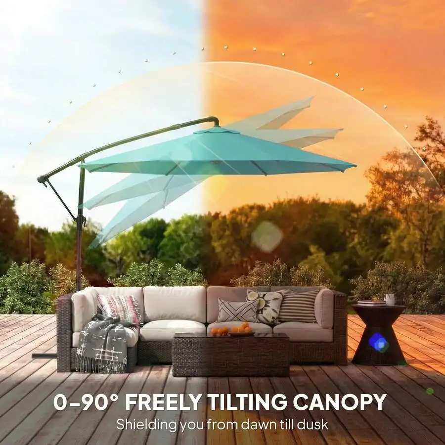 

Outdoor Cantilever Patio Umbrella With Tilt Function 0-90 Degree Adjustable Canopy