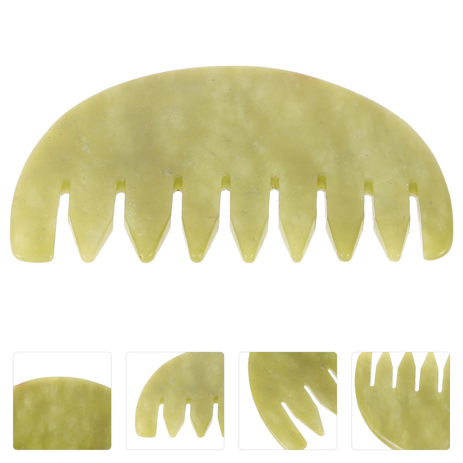 

Jade Massage Comb Natural Stone Guasha Tool for Scalp and Face Relaxation Smooth Edges for Safe Daily Use Portable Mini