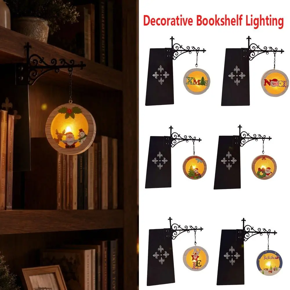 Vintage Bookshelf Lantern Light Decorative Warm Light Bookshelf Lighting Retro Style Christmas Library Lamp Study Reading Corner