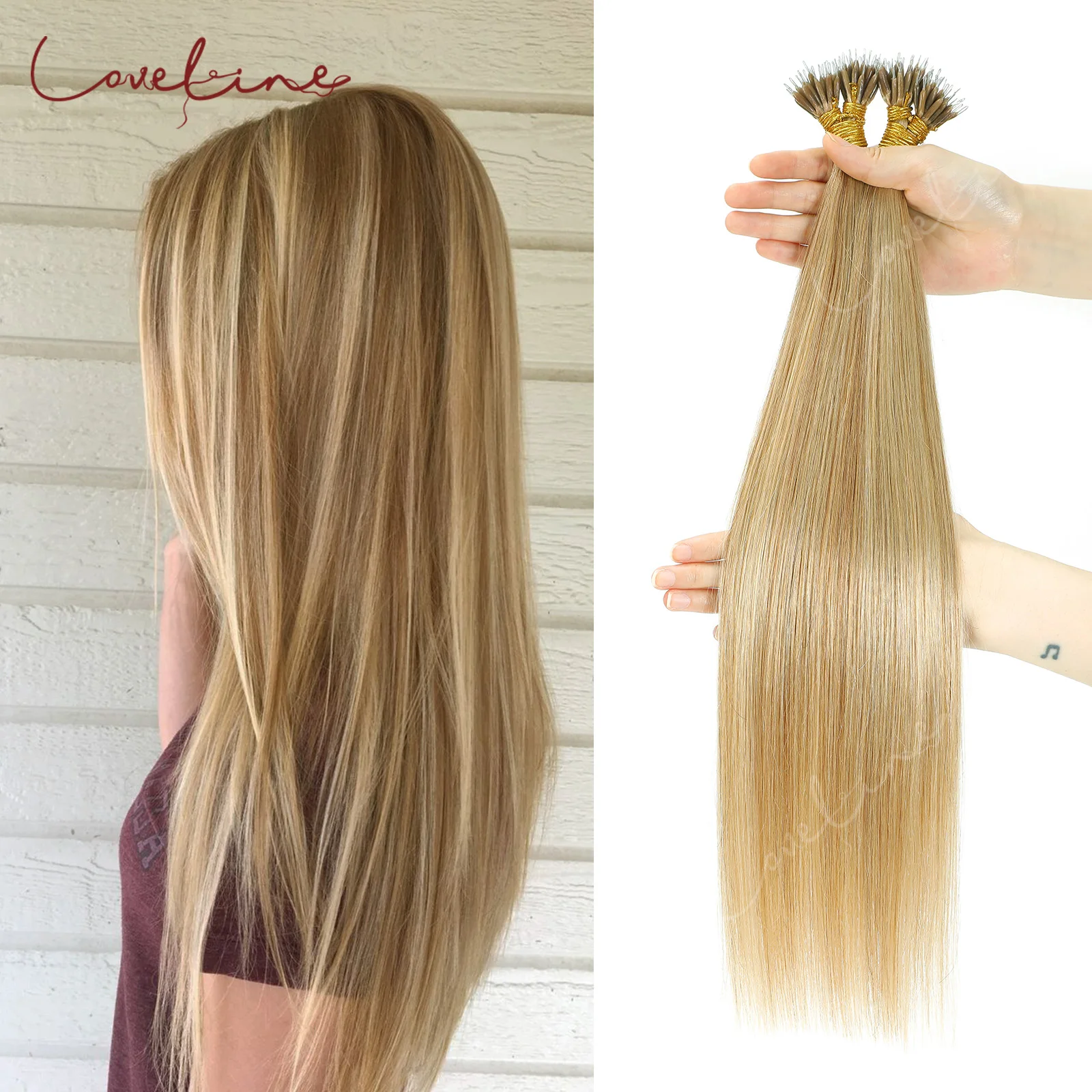 Virgin Remy Human Hair Nano Ring Micro Beads Tip Extensions Ombre Blonde Natural Thick 16-24Inch Salon New Hairpieces for Women