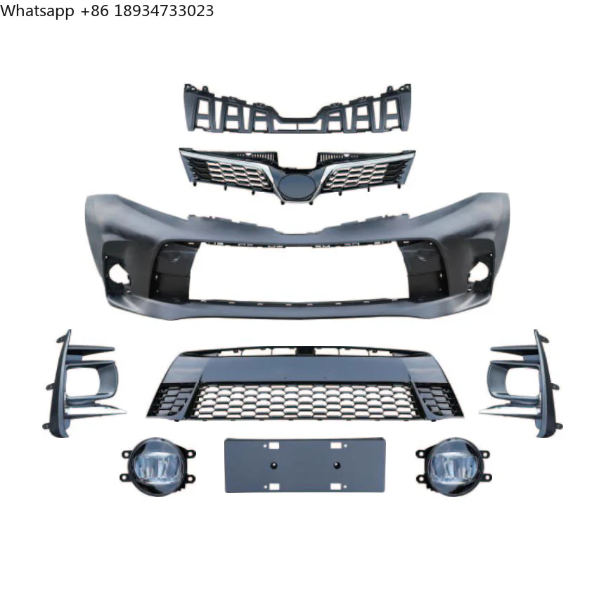 

Body Kit Bumper Grille Fog Lamp Frame Front License Plate for SIENNA Upgrade 2018 SIENNA SE BODY KITS