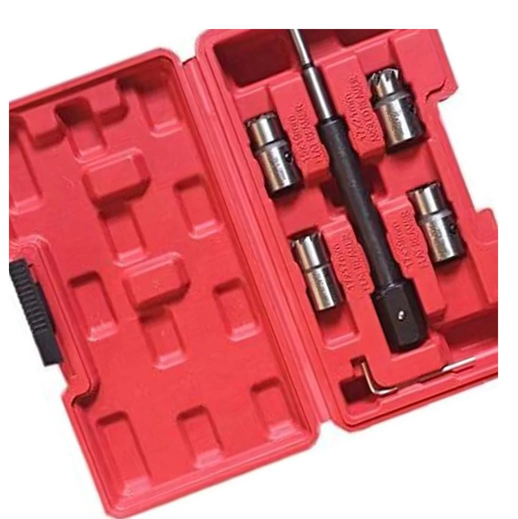 5pcs Auto Car Diesel Injector Seat Cutter Set Carbon Remover Cleaner Tool Kit Cutter Milling Set Universal Injector Remover