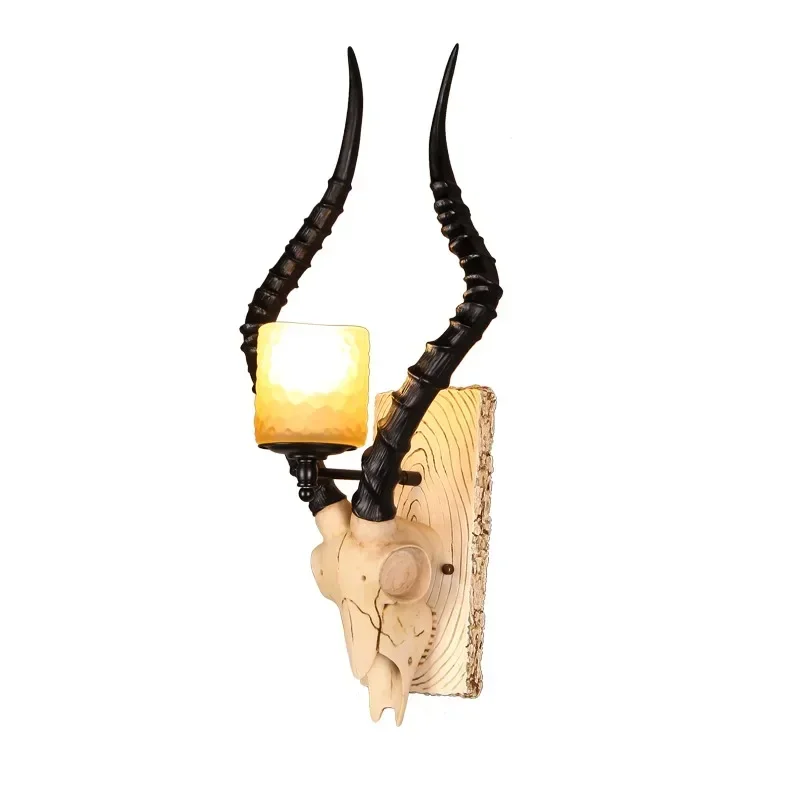 Nordic Sheep Head Wall Lamp Industrial Style Bar Decoration Wall Light Fixtures American Living Room Bedroom Retro Craft Lights