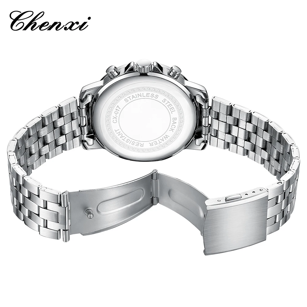 CHENXI Деловые часы для мужчин Кварцевые часы с круглым циферблатом Светящиеся водонепроницаемые мужские часы с календарем