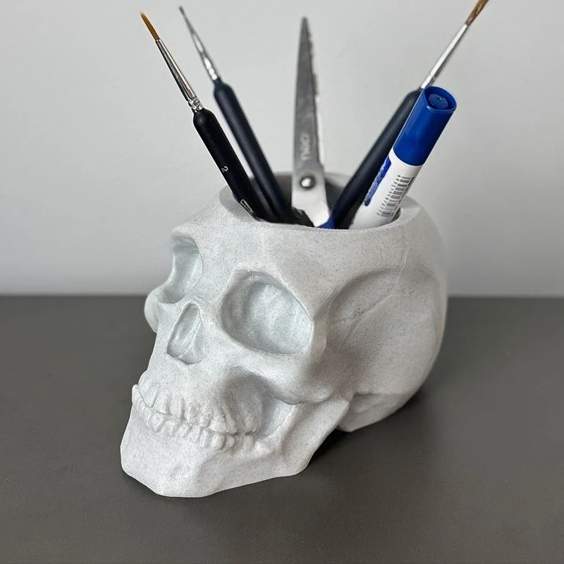 الجمجمة نموذج حامل قلم ثلاثية الأبعاد الطباعة منظم سطح المكتب مستشفى المنزل مكتب ديكور طالب مقلمة هالوين الديكور #3