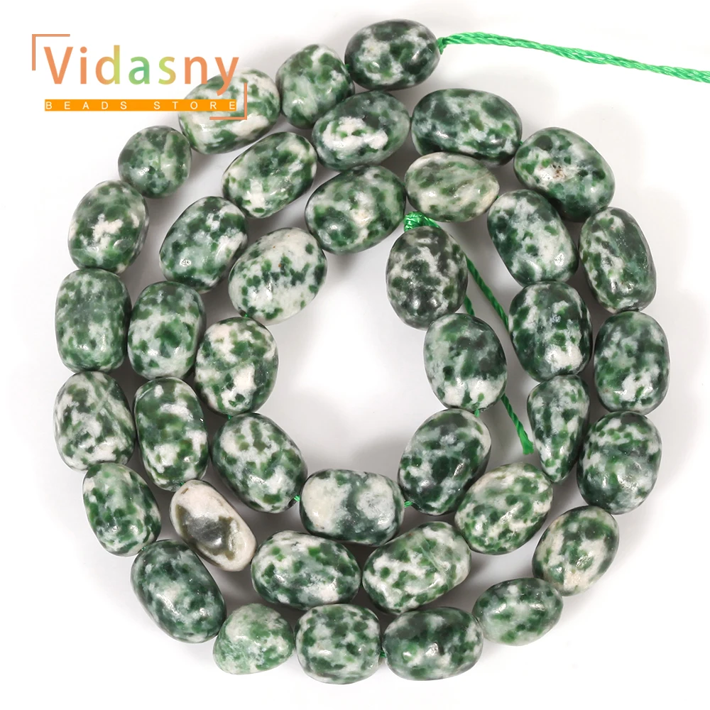 8-10mm Naturstein Grüner Fleckenstein Unregelmäßige Ovale Lose Perlen für Schmuckherstellung DIY Armbänder Zubehör – Detail 4