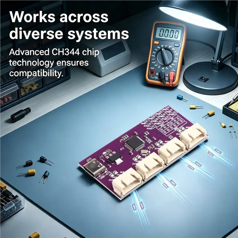 B48A CH344 Chip 4-Port TTL Serial Port Module 6Mbps High-Speed USB To Type-C Communication Conversion Interface