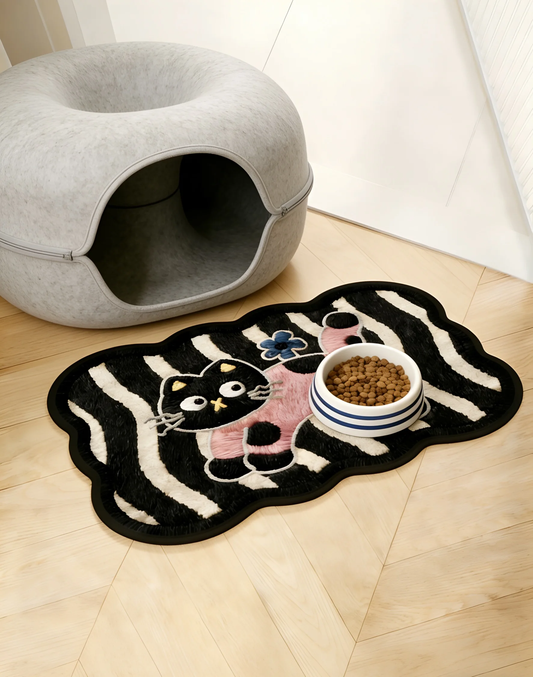 حصيرة طعام الحيوانات الأليفة الكرتونية - حصيرة جل السيليكا العالمية للقطط والكلاب، بساط تغذية الحيوانات الأليفة ماص وغير قابل للانزلاق