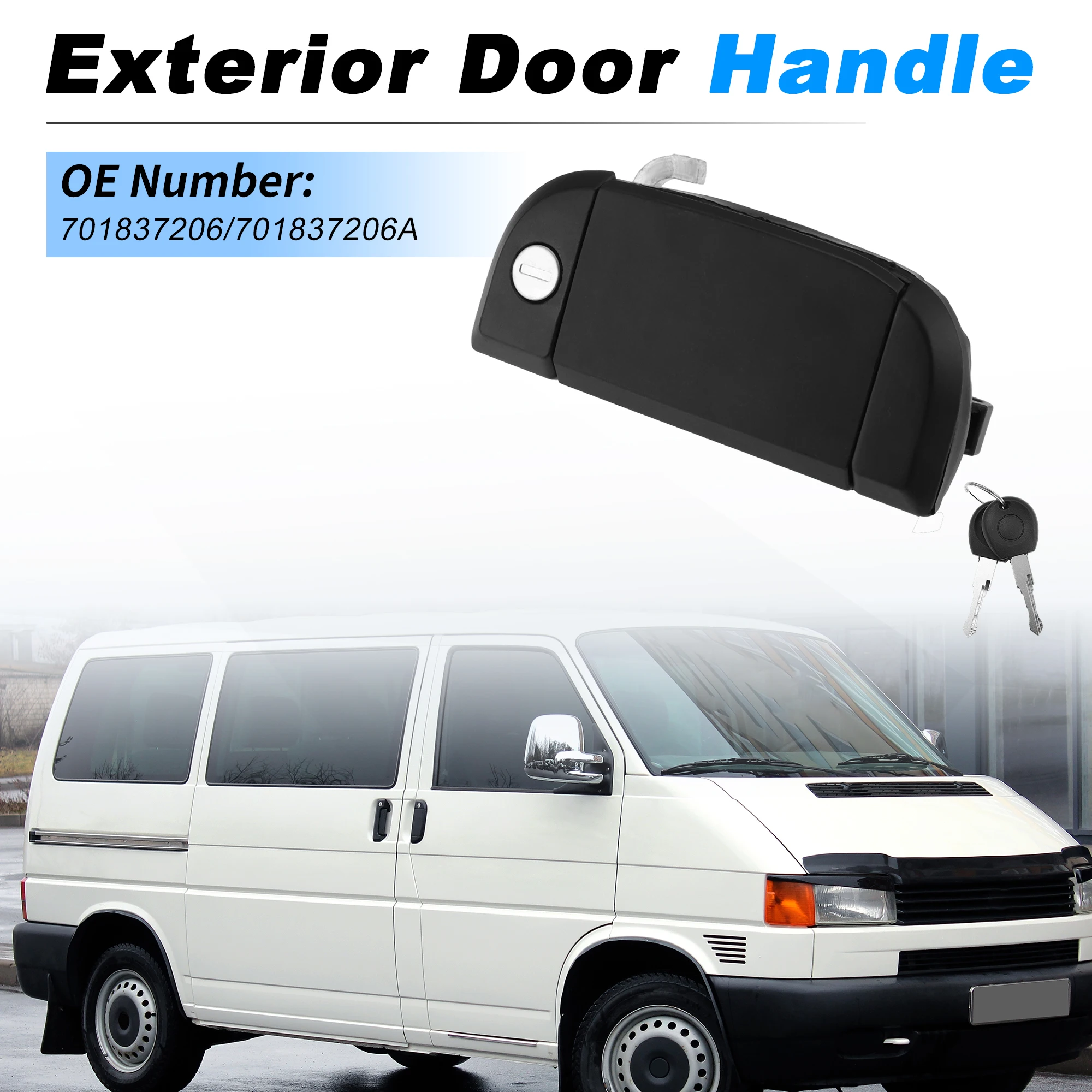 

Наружная дверная ручка UXCELL №701837206/701837206A для Volkswagen Transporter T4 1990-2003, черная, 1 шт.