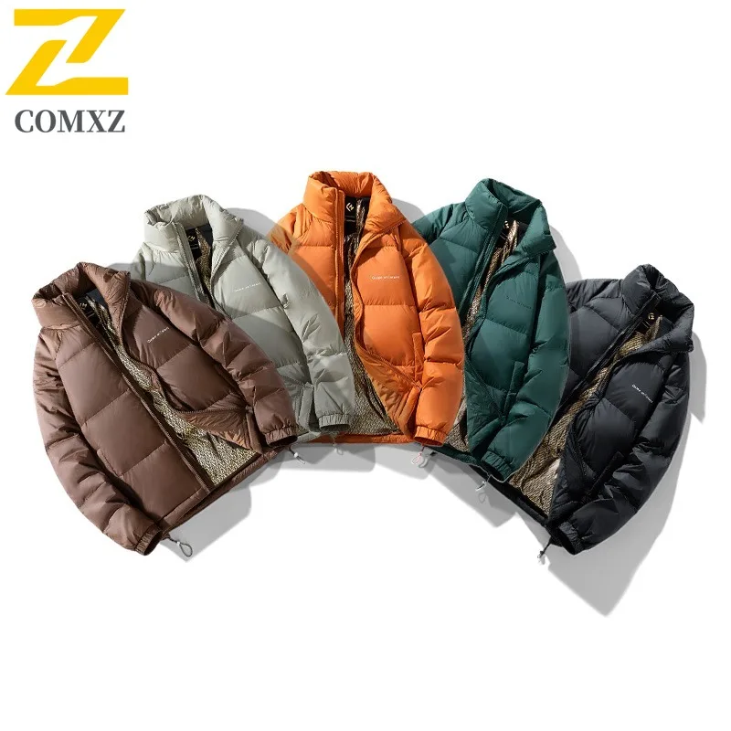 COMXZ Puffer Jacket Graphene Heating Windproof Stand Collar Skiing Cotton Padded Jacket Snowy Warn Down Jacket Men's Clothing