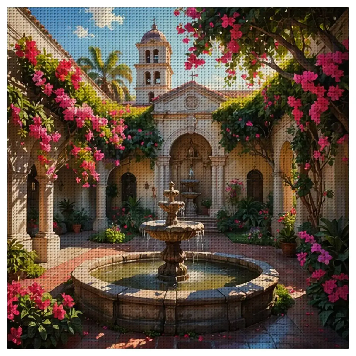 1pc 30X30CM/11.8inch Flower Courtyard Stamped Cross Stitch Kit DIY Kit 11/14/16CT DIY Embroidered Set DIY Cross-Stitch Set