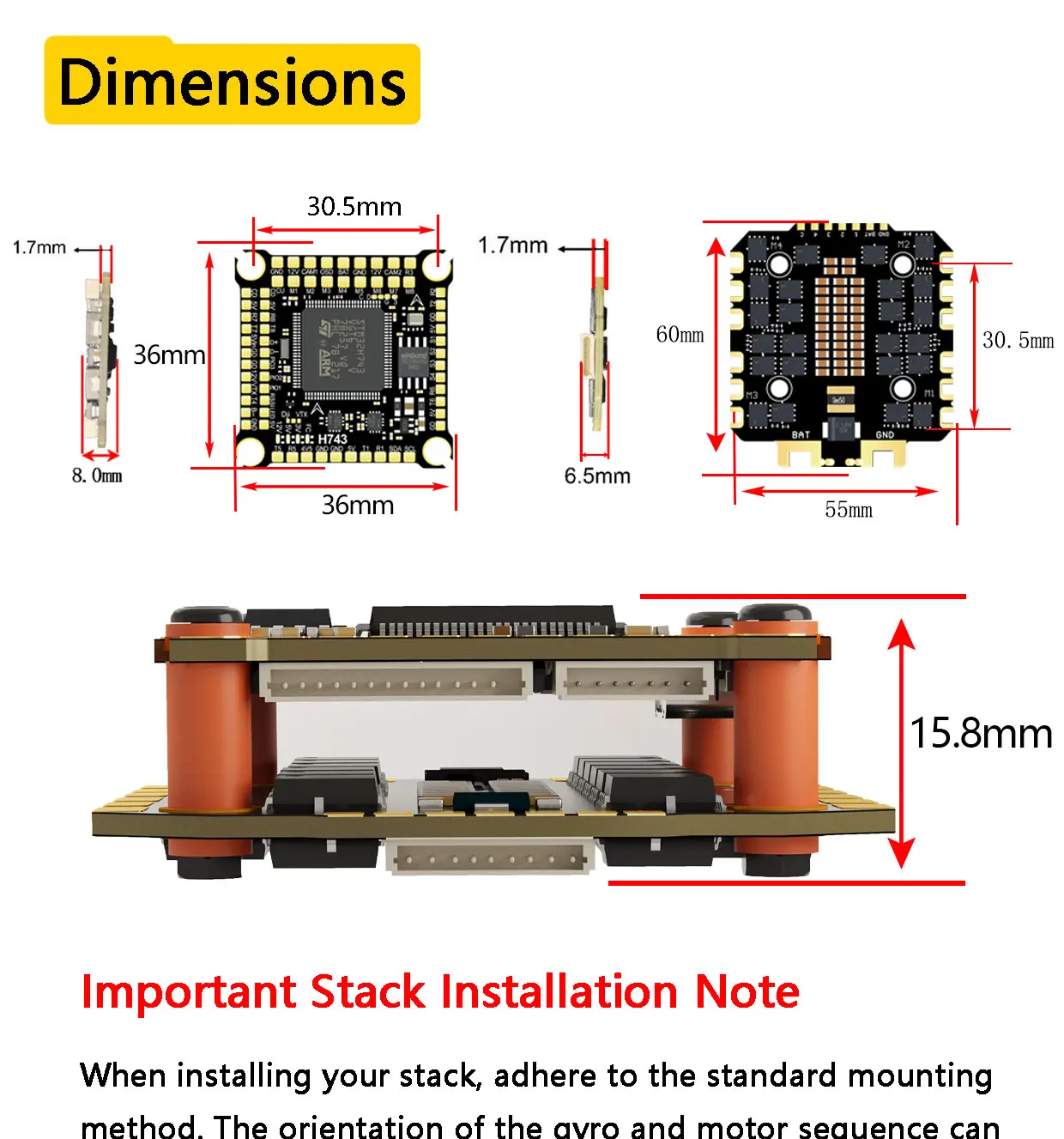 DAKEFPV H743 12S 120A Stack INAV Betaflight Ardupilot H743 FC Flugsteuerung FPV Stack für 13 15 18 Zoll FPV Drohnenrahmen – Detail 12