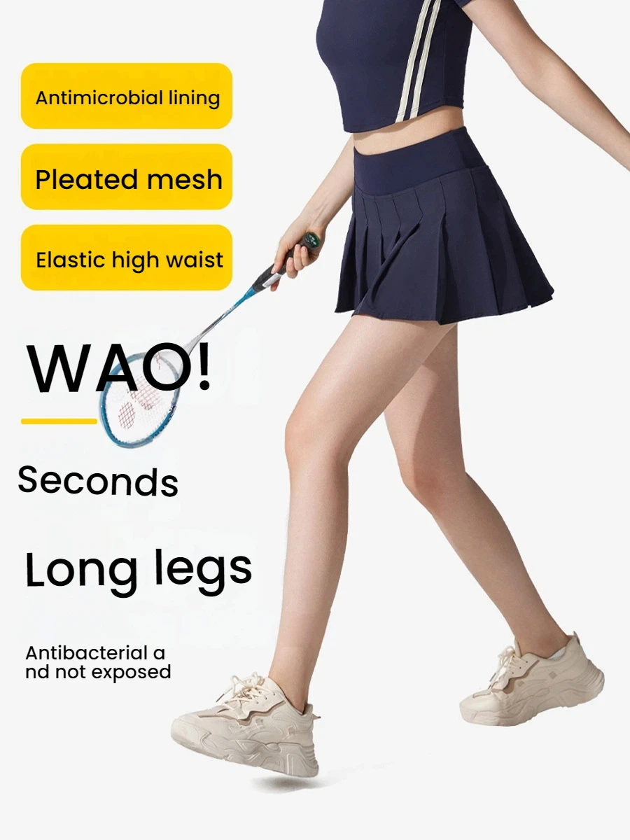 High-Waisted Slimming Sports Skirt with Anti-Bacterial Running exercise fitness yoga half-skirt tennis badminton golf Skirt