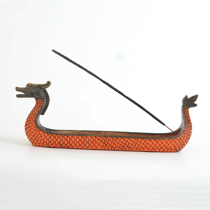 Vintage Viking Ship Resin Craft Ornament Stick Incense Holder Retro Desktop Sculpture for Home Tabletop Decor