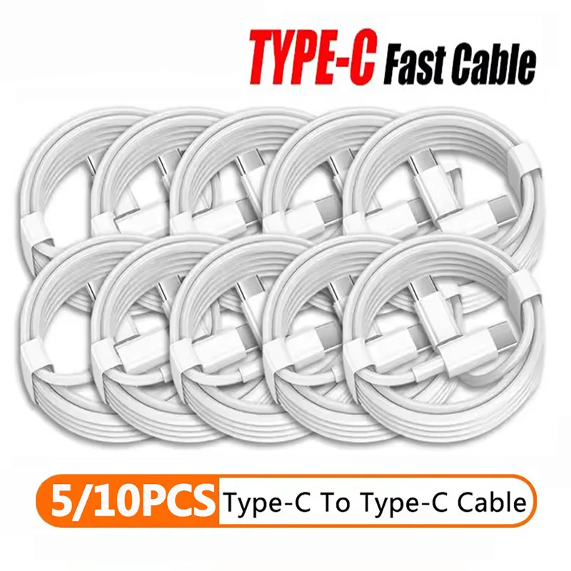 5Pcs Type C to Type C PD Fast Charging Cable For phone 15 16 Huawei Xiaomi Samsung Type C Weaving Cable Accessories Data Line