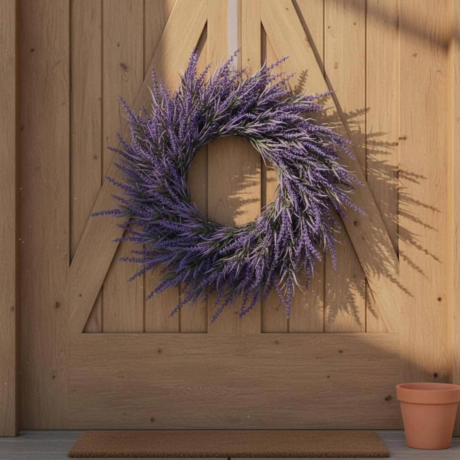 

Artificial Lavender Wreath DIY Lavender Wreath Garden Hoop Decor Plastic Seasonal Summer for Outdoor