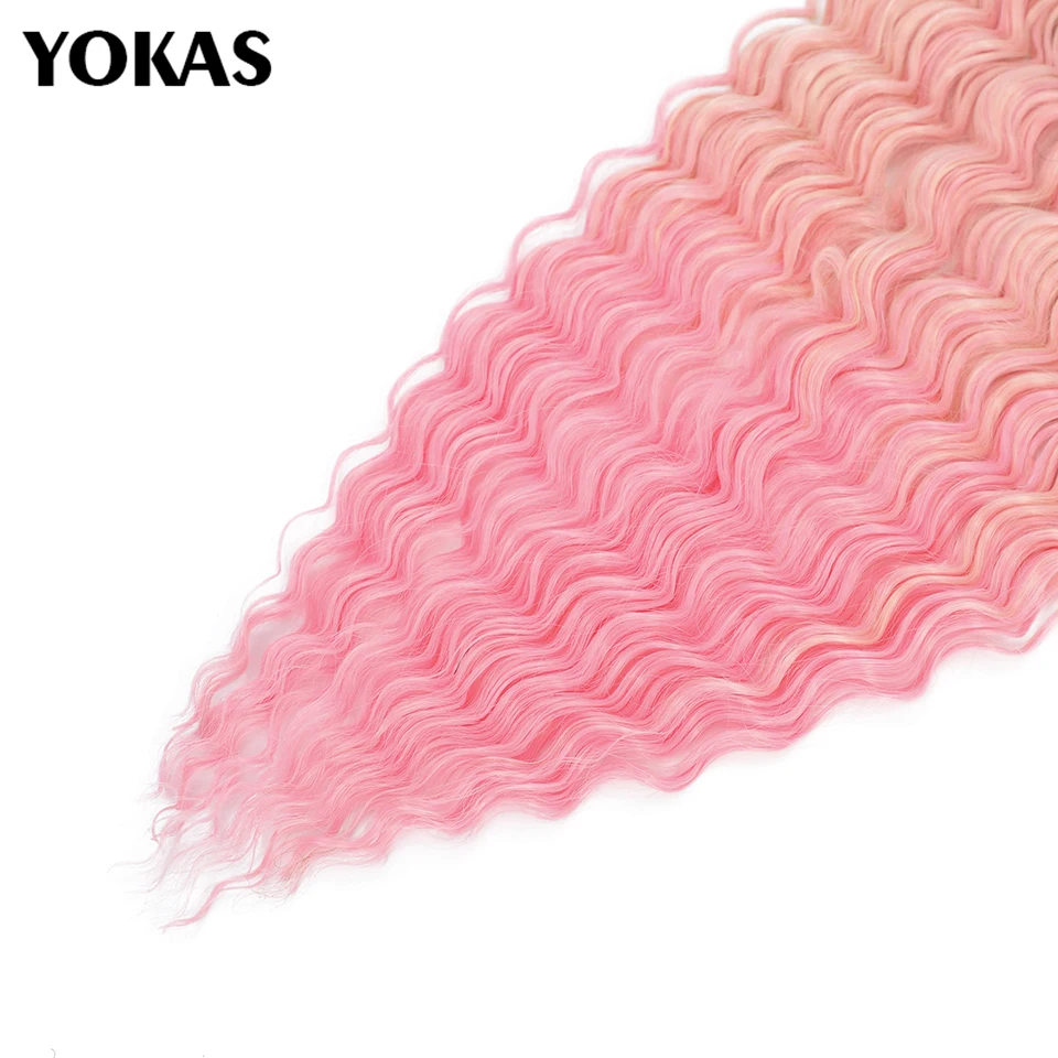 YOKAS-Extensions Capillaires Synthétiques Afro Bouclées au Crochet, Tressage Ombré, Ariel, Deep Wave Twist, pour Femme