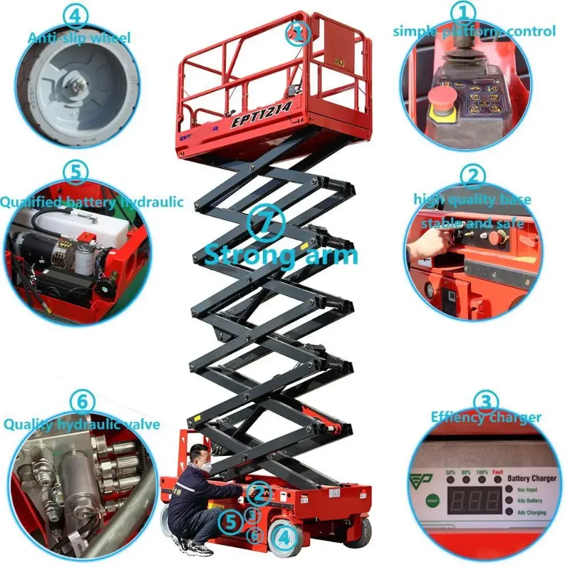 YG Hot Sale Scissor Fork Lifting Platform 6M 10M Aerial Work Platform Telescopic Boom Lift Price Scissor Lift Sale for Mexico