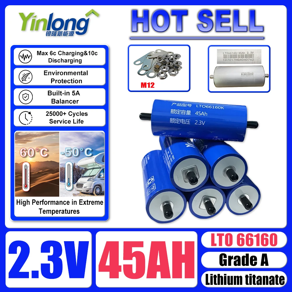 

Brand New Battery 2.3V 45Ah 10C discharge DIY 12V 24V car audio SOLAR SYSTEM tax free 100% original Yinlong 66160