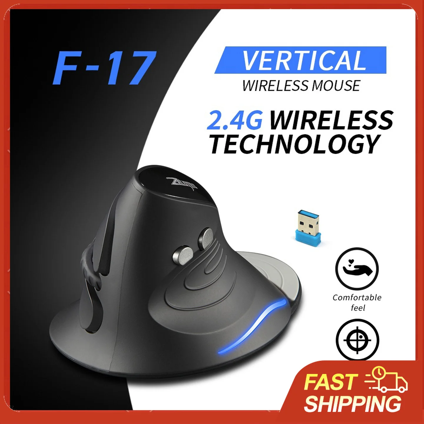 

Вертикальная эргономичная беспроводная мышь 2.4G 2400DPI с 6 кнопками для офиса и игр, удобная рукоятка, защита от синдрома запястного канала