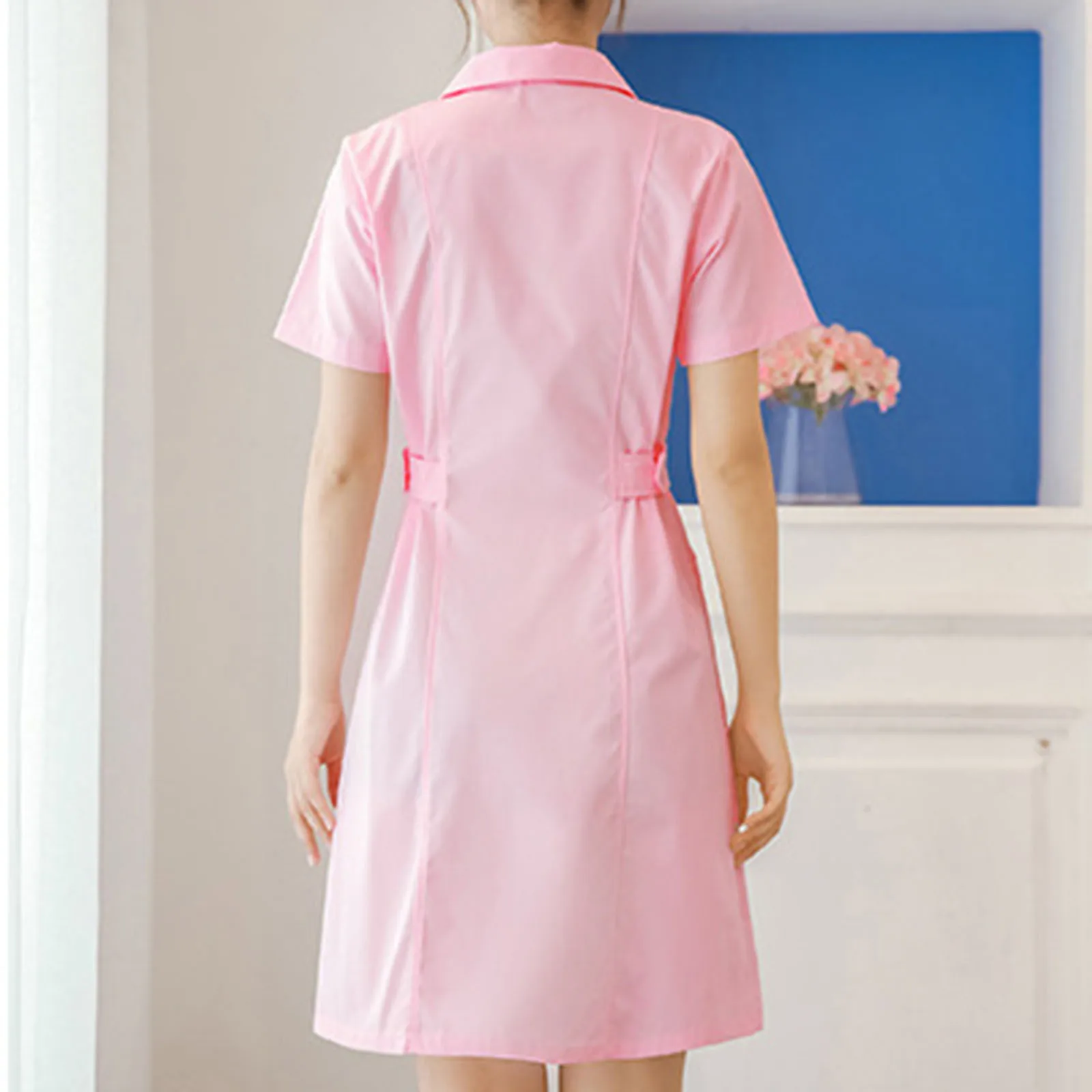 Short Sleeve Nurse Uniform Women'S Lab Coat Winter Pharmacy Beauty Salon Doctor Intern Work Uniform Set Plus Size